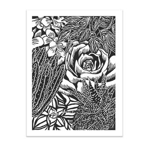 Succulents -- Linocut Print