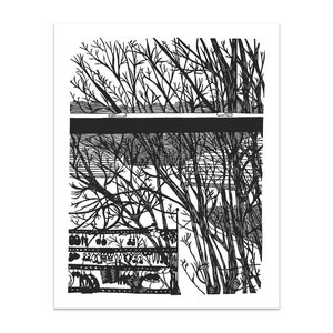 Views From Outside My Windows, Part 5 -- Linocut Print