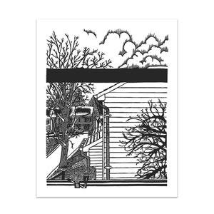 Views From Outside My Windows, Part 7 -- Linocut Print