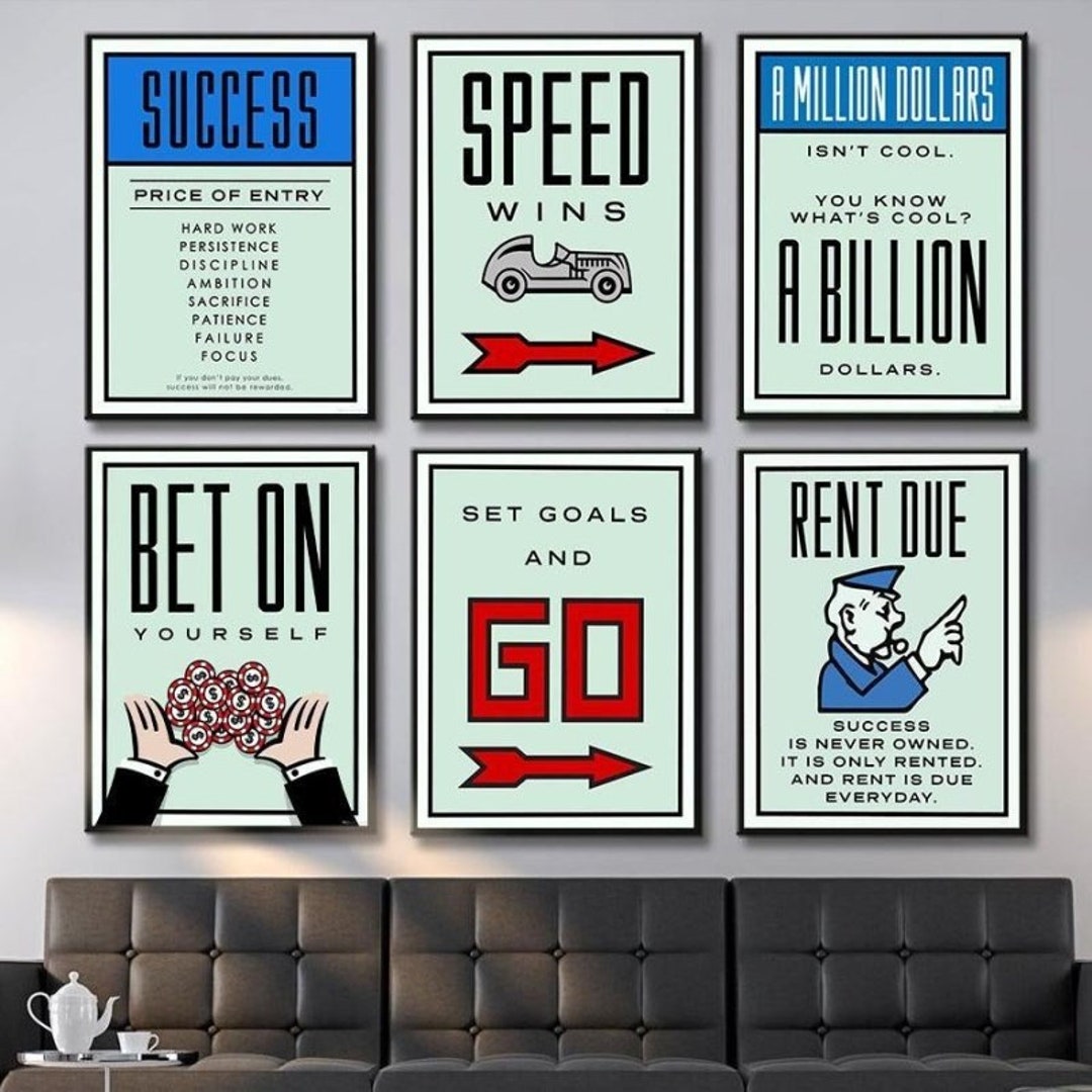 6 Piece Monopoly Canvas Prints Bundle Motivational Ready to Etsy