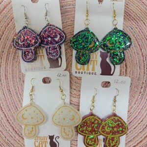 Mystical Mushroom Resin Earrings