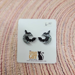 Moon and Bats Resin Studs