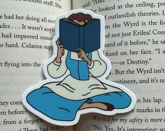 Nariz atascada en un libro - Pegatina de Belle, la ratona de biblioteca