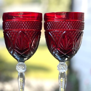 Cristal D&#39;Arques-Durand Antique Ruby Water Goblets/Wine Glasses/Christmas Goblets/Christmas Wine Glass/Lunimarc France- sold individually
