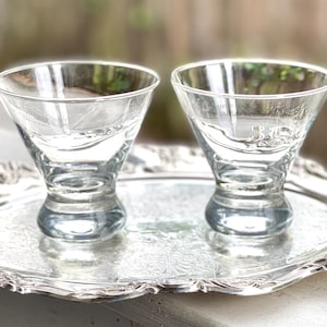 Crate and Barrel Dizzy Cocktail glass/stemless martini glass/vintage cocktail glass/craft cocktail glass/lowball glass/bar glass-set of 2