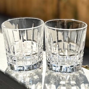 Vintage Double Old Fashioned Glasses/Whiskey Glasses/Lowball Glasses/Rocks Glass/Cocktail Glass/Vintage Barware/Vintage Bar Glass-set of 2
