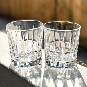 Vintage Double Old Fashioned Glasses/Whiskey Glasses/Lowball Glasses/Rocks Glass/Cocktail Glass/Vintage Barware/Vintage Bar Glass-set of 2