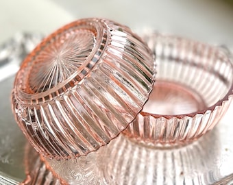 Anchor Hocking Queen Mary Pink Small Fruit Bowls/Dessert Bowls/Pink Nut Bowls/Pink Dip Bowls/Pink Depression Glass/Pink Glass Bowls-set of 2