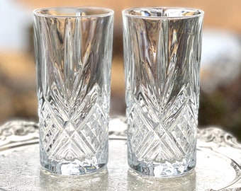 Last Set of 2 Cristal D'Arques-Durand Masquerade Highball Glasses/12 oz Flat Tumbler/Collins Glass/Vintage Highball/Vintage Cocktail Glass