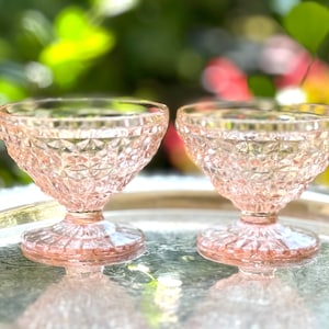 Vintage Pink Depression Glass/Jeanette Buttons and Bows champagne coupe/tall sherbet glass/dessert bowl/ice cream bowl/craft cocktail glass