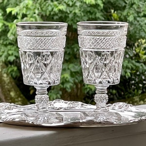Reserved for Jeri- Imperial Glass Cape Cod Clear Water Goblets/Footed Water Goblet/Square Base Goblet/Vintage Water Goblets set of 4