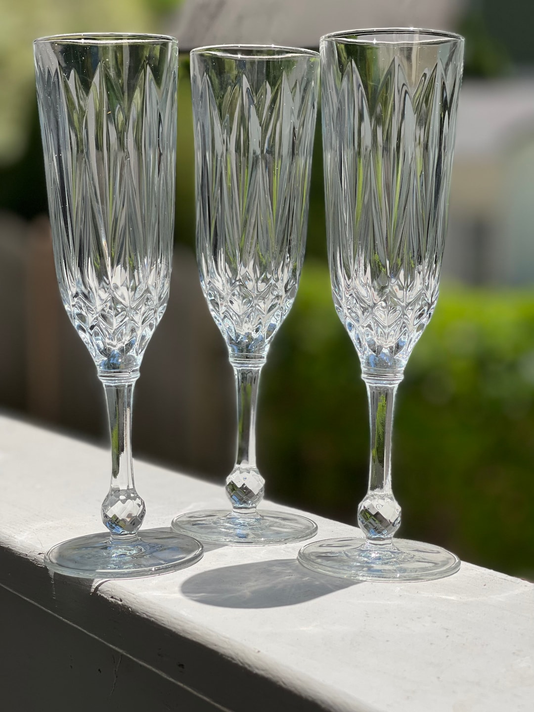 Set of 3 Cristal Darquesdurand Fluted Champagnes/champagne Glasses