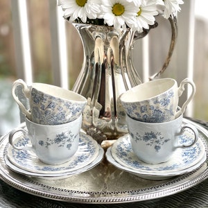 Last one Blue and White Cup and Saucer Sets/Wedding Teacups/Bridal Shower Tea/Tea Parties/Baby Shower Teacups/Teacups and Saucer sets image 3