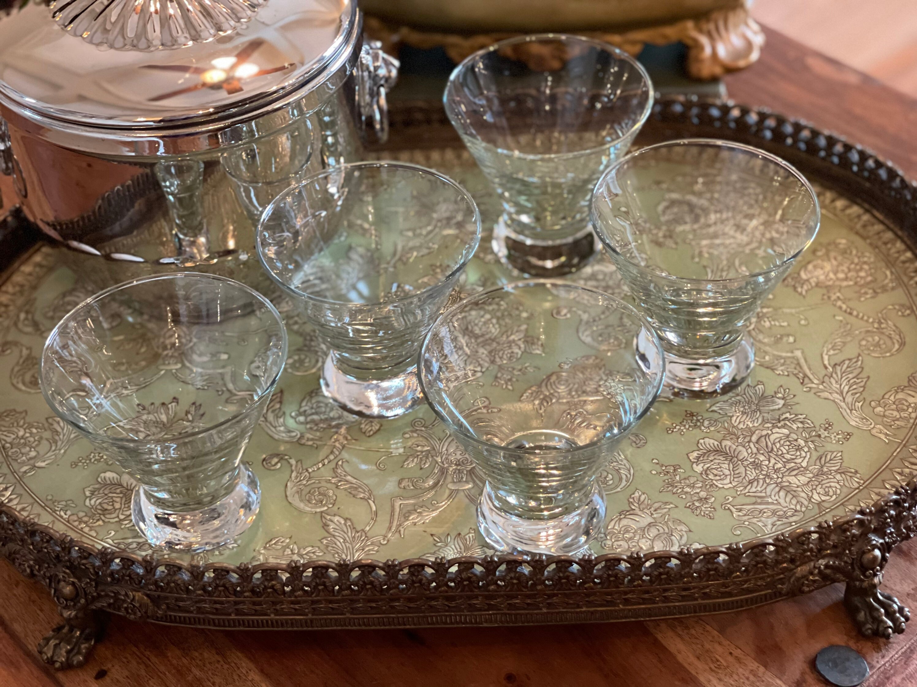 Set of 2 Dizzy Cocktail Glasses by Crate and Barrel Stemless Martini