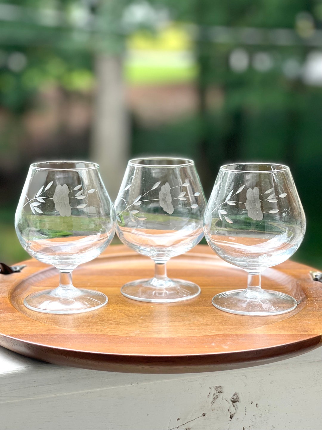 Princess House Heritage Brandy Glasses/brandy Snifters/etched Brandy