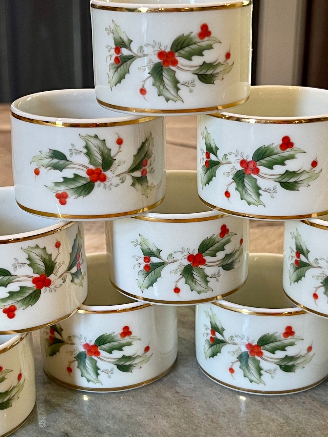 Vintage Royal Gallery Holly Napkin Rings Christmas Table Holiday Table Set of 4 Etsy
