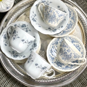 Last one Blue and White Cup and Saucer Sets/Wedding Teacups/Bridal Shower Tea/Tea Parties/Baby Shower Teacups/Teacups and Saucer sets image 6