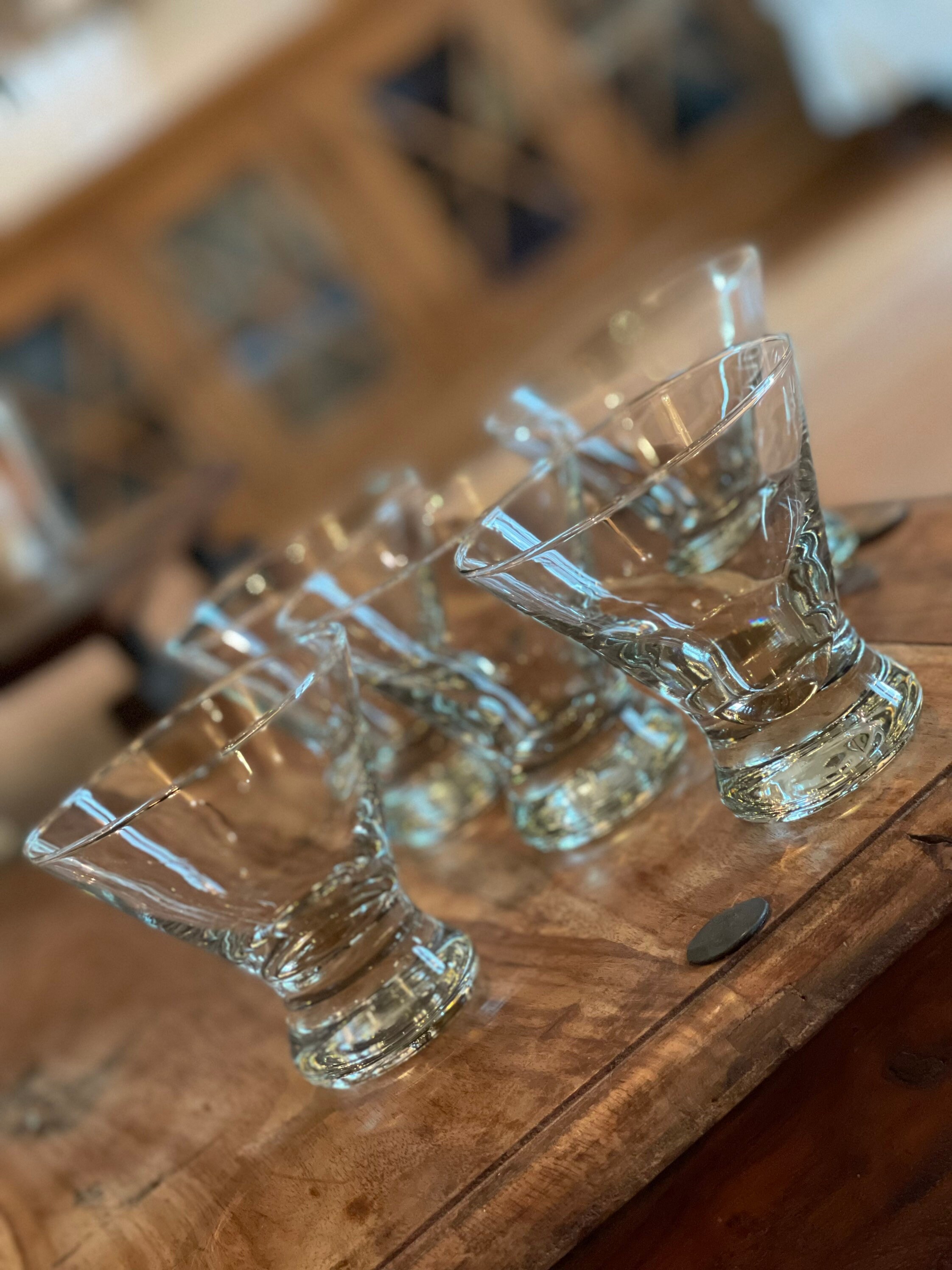 Set of 2 Dizzy Cocktail Glasses by Crate and Barrel Stemless Martini