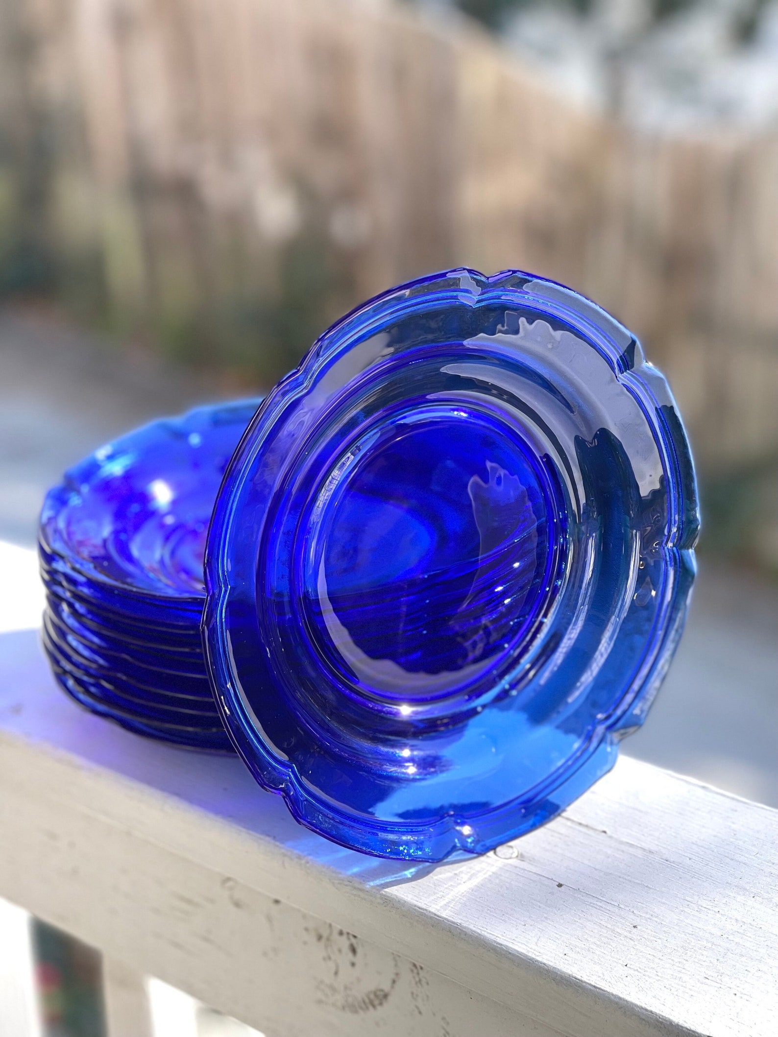 Cobalt Blue Glass Salad Plates/luncheon Plates/blue Glass Plates/cobalt ...