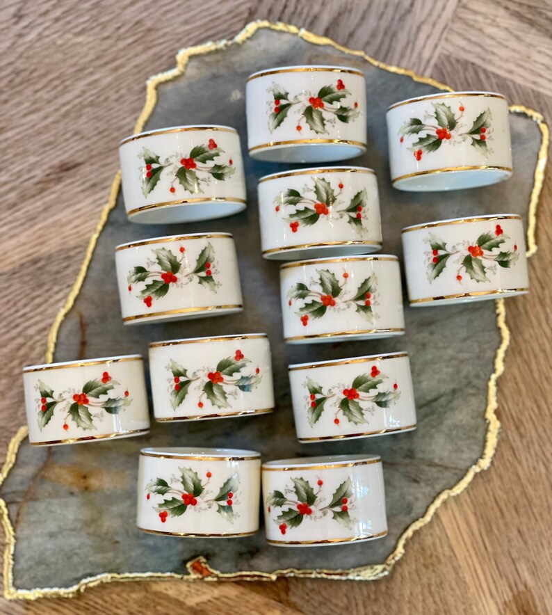 Christmas holly napkin rings