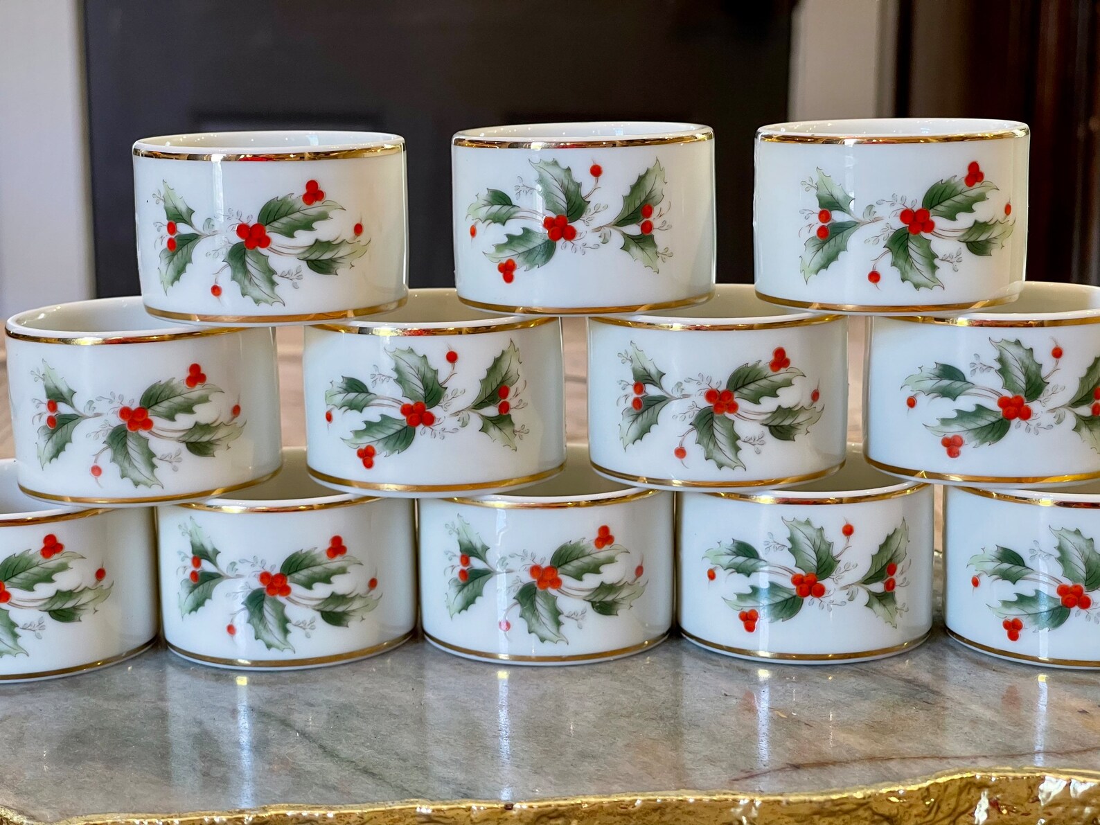 Vintage Royal Gallery Holly Napkin Rings Christmas Table Etsy