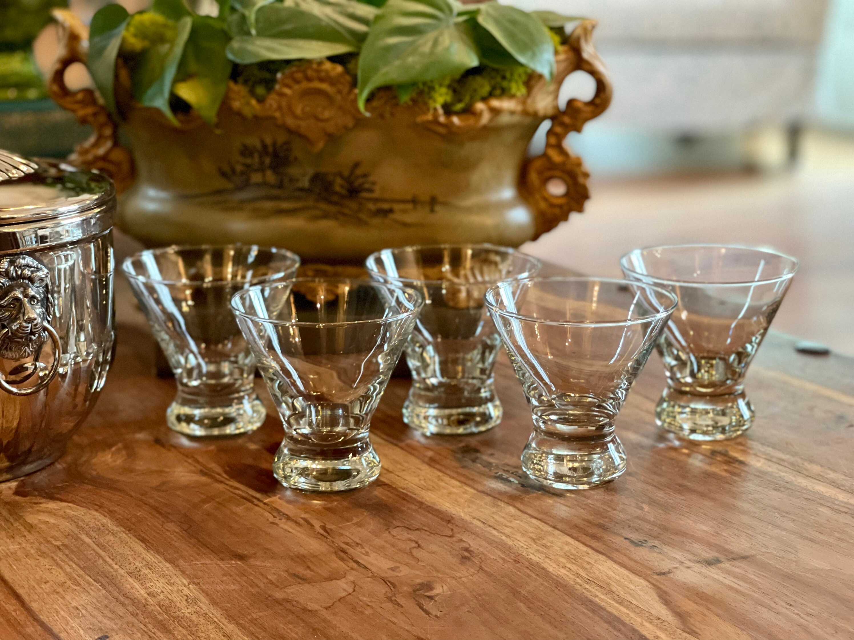 Set of 2 Dizzy Cocktail Glasses by Crate and Barrel Stemless Martini