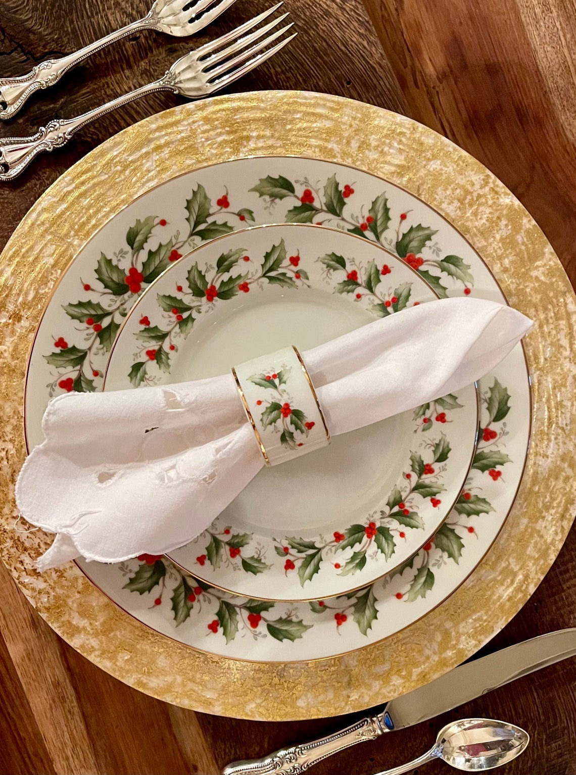 Vintage Royal Gallery Holly Napkin Rings Christmas Table Etsy
