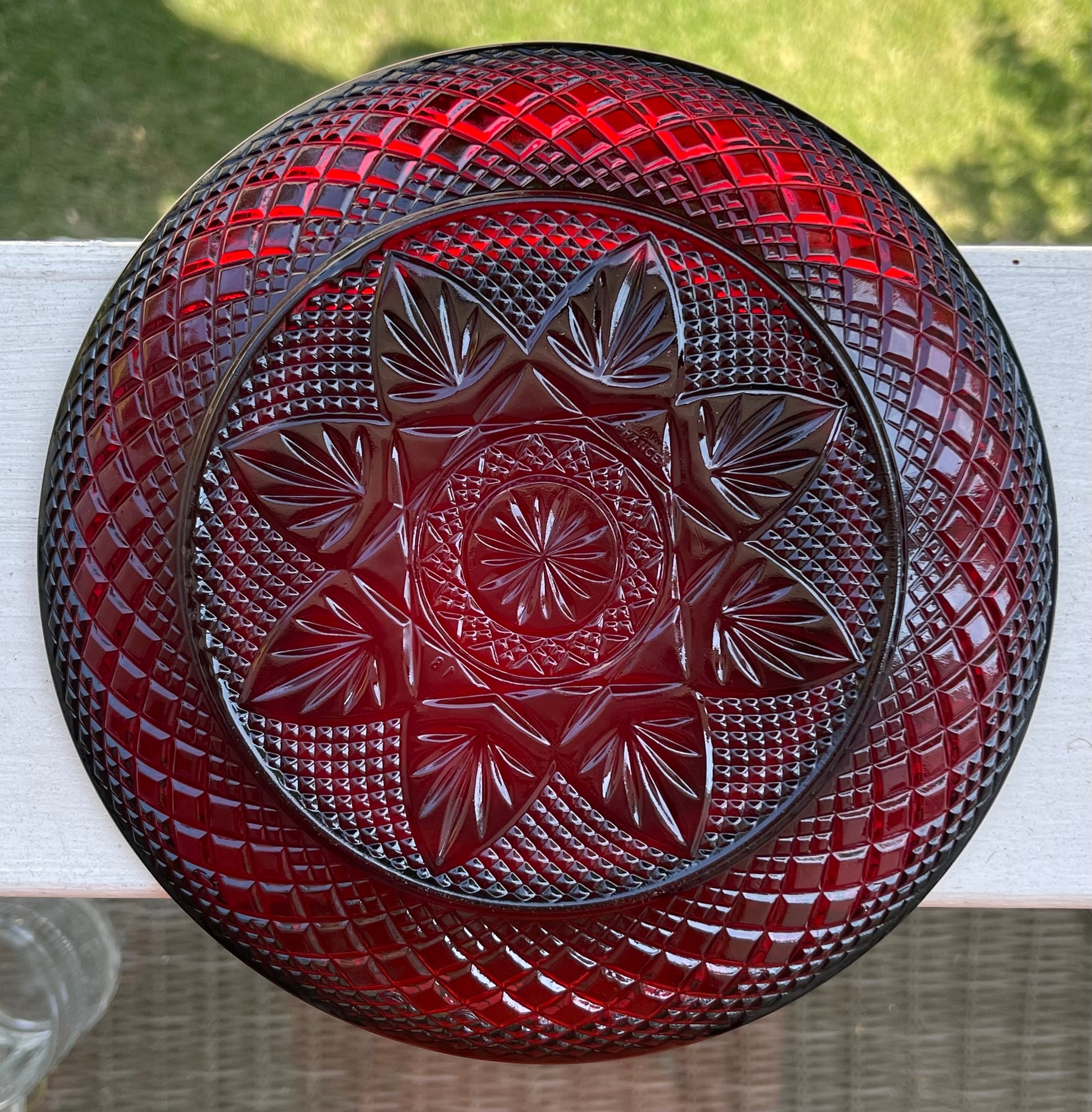 Vintage Cristal D'arques Antique Ruby Luncheon Plates/red Salad