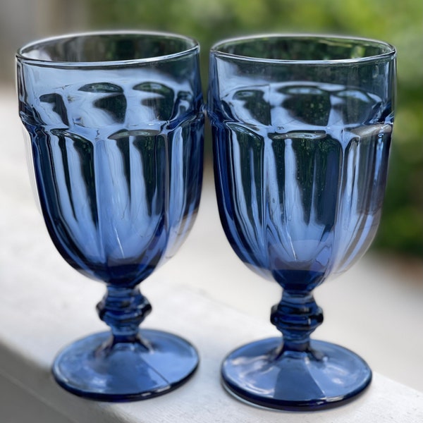 Cobalt Blue Libbey Water Goblets Etsy