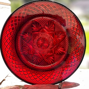 Vintage Cristal D’Arques Antique Ruby luncheon plates/red salad plates/dessert plates/red glass plates/red appetizer plates/Christmas plate