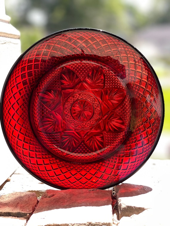Vintage Cristal D'arques Antique Ruby Luncheon Plates/red Salad