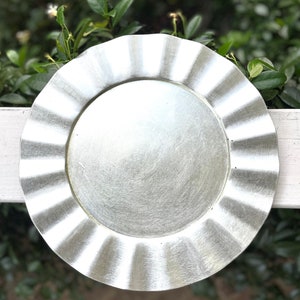 Vintage Silver Ruffled Charger Plates - Set of 4