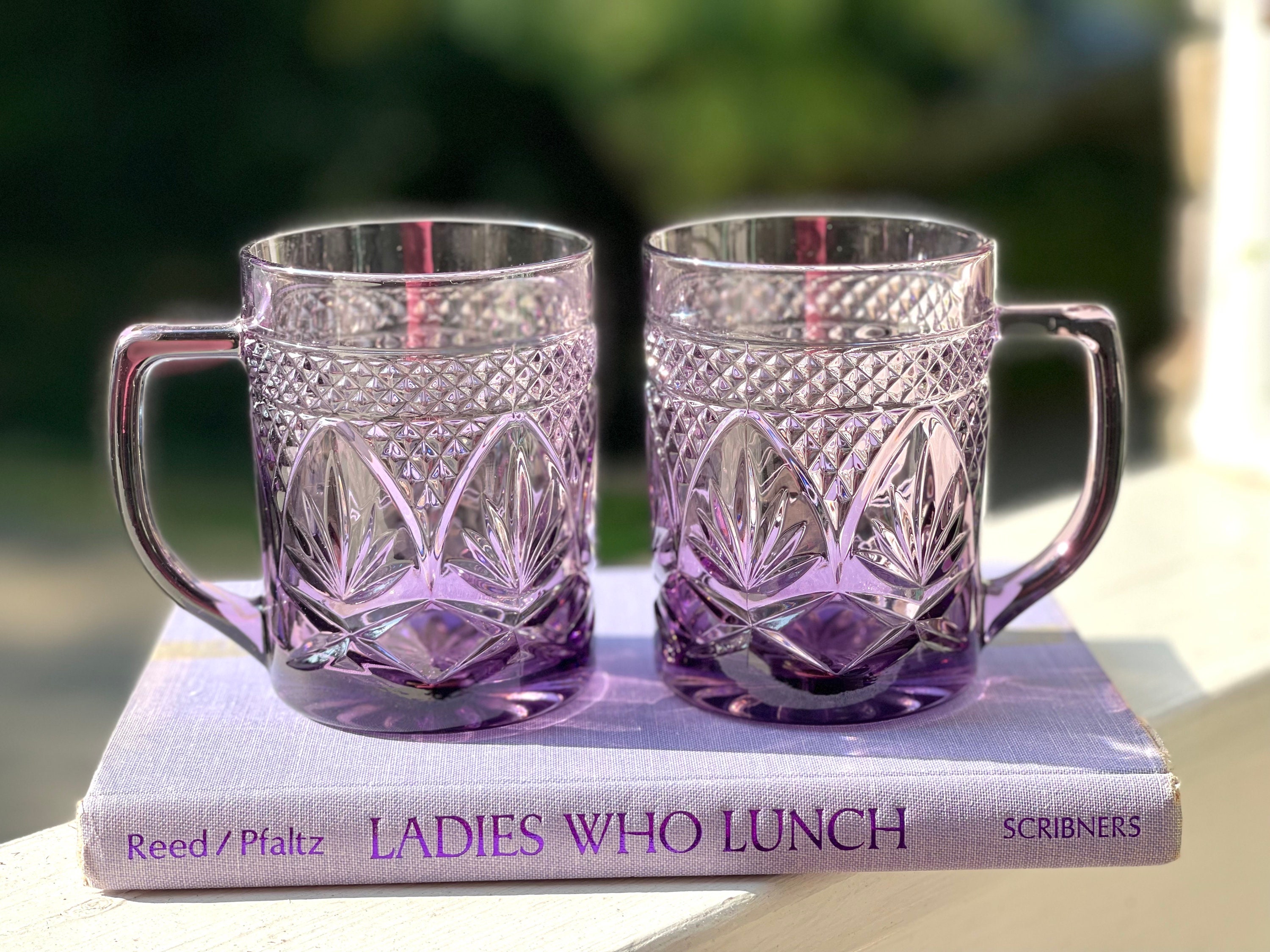 W.A.ソープ著『ENGLISH & IRISH GLASS』アンティークガラス Cristal D'arques-durand Antique Amethyst Mugs/purple Glass Mugs