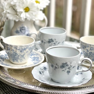 Last one Blue and White Cup and Saucer Sets/Wedding Teacups/Bridal Shower Tea/Tea Parties/Baby Shower Teacups/Teacups and Saucer sets image 9