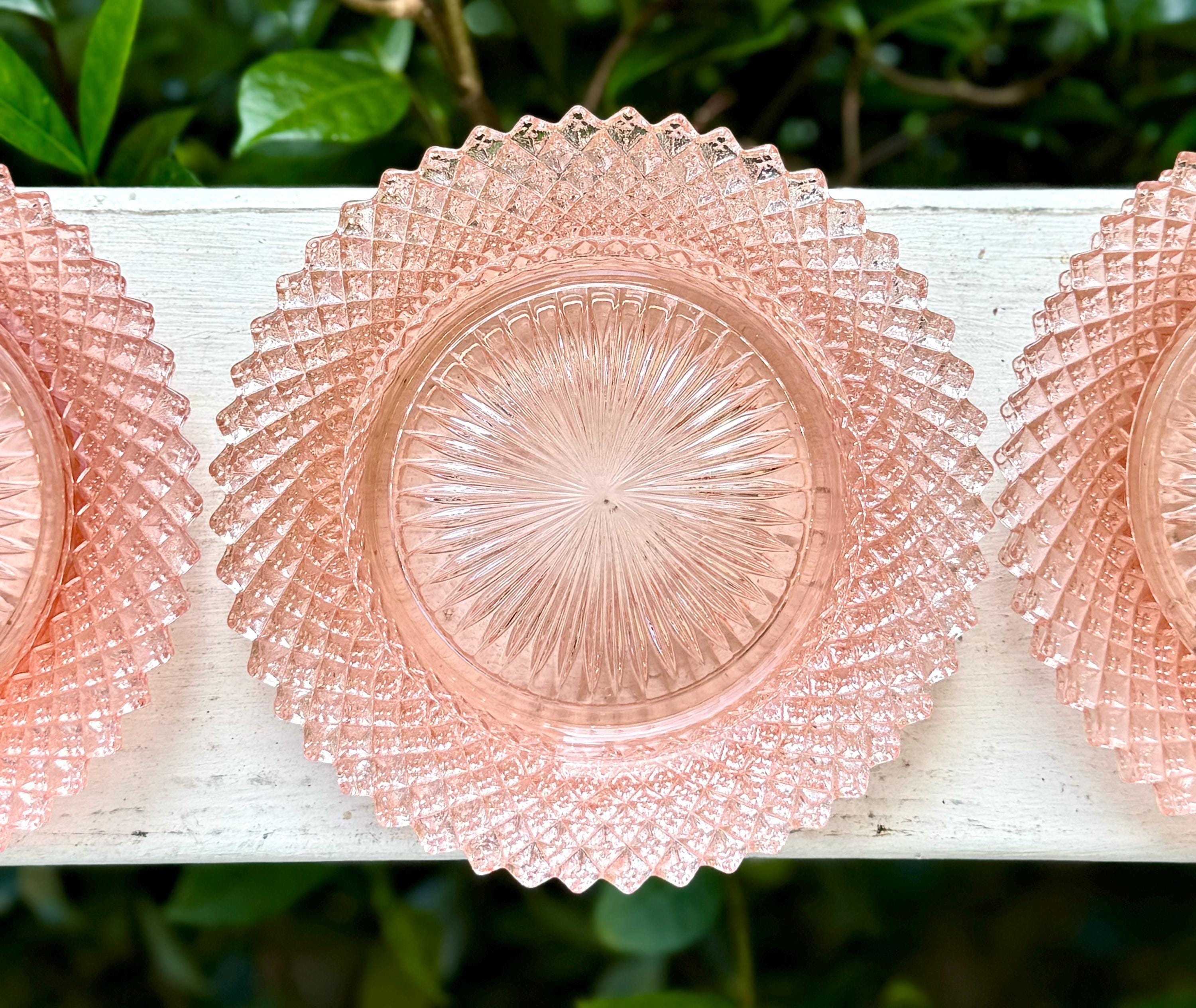 Vintage Anchor Hocking Miss America Pink Bread Plates/pink Dessert