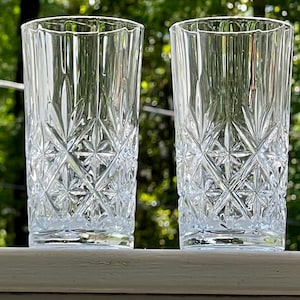 Hi Ball or Tom Collins glasses hand blown in Striped Turquoise glass, set  of 4+priced each