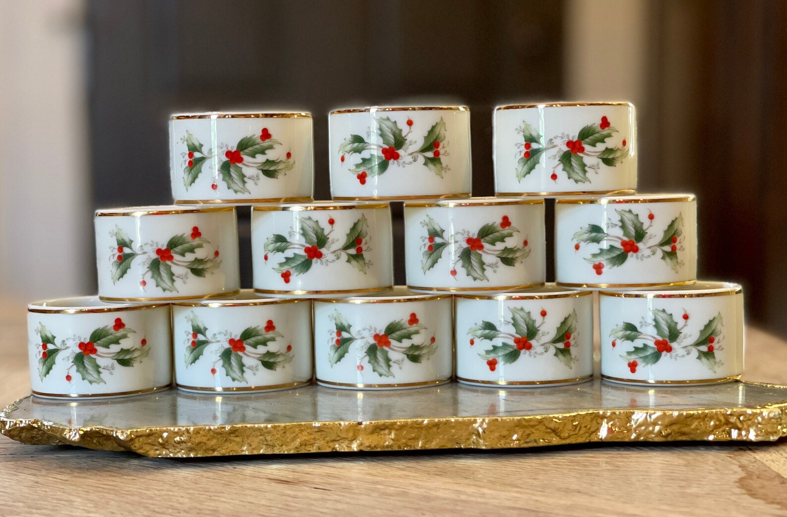 Vintage Royal Gallery Holly Napkin Rings Christmas Table Etsy