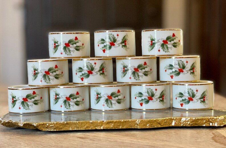 Vintage Royal Gallery Holly Napkin Rings Christmas Table Etsy