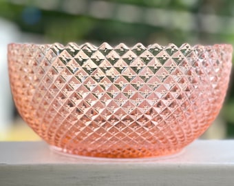 Vintage Anchor Hocking Miss America Pink large fruit bowl/large pink bowl/pink depression glass/pink glass serving bowl/Read description