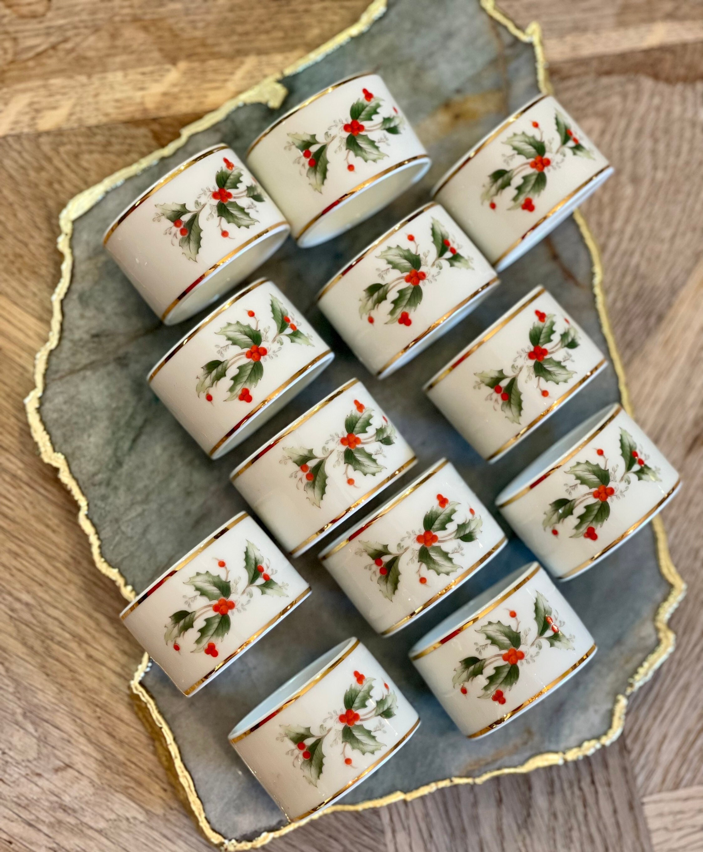 Vintage Royal Gallery Holly Napkin Rings Christmas Table Etsy