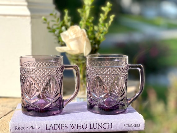 Cristal D'arques-durand Antique Amethyst Mugs/purple Glass Mugs