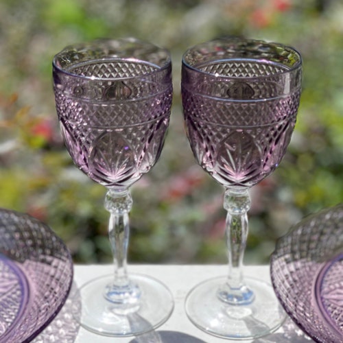 Cristal D'arques-durand Antique Amethyst Water Goblets/purple Wine