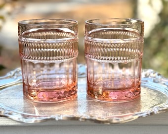 Vintage Anchor Hocking Annapolis Rosewater Double old fashioned glass/Pink old fashioned glass/pink whiskey glass/pink cocktail glass-set- 2