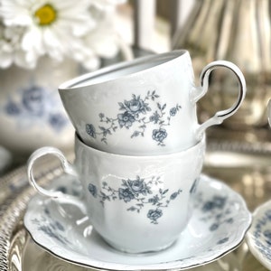 Last one Blue and White Cup and Saucer Sets/Wedding Teacups/Bridal Shower Tea/Tea Parties/Baby Shower Teacups/Teacups and Saucer sets image 8