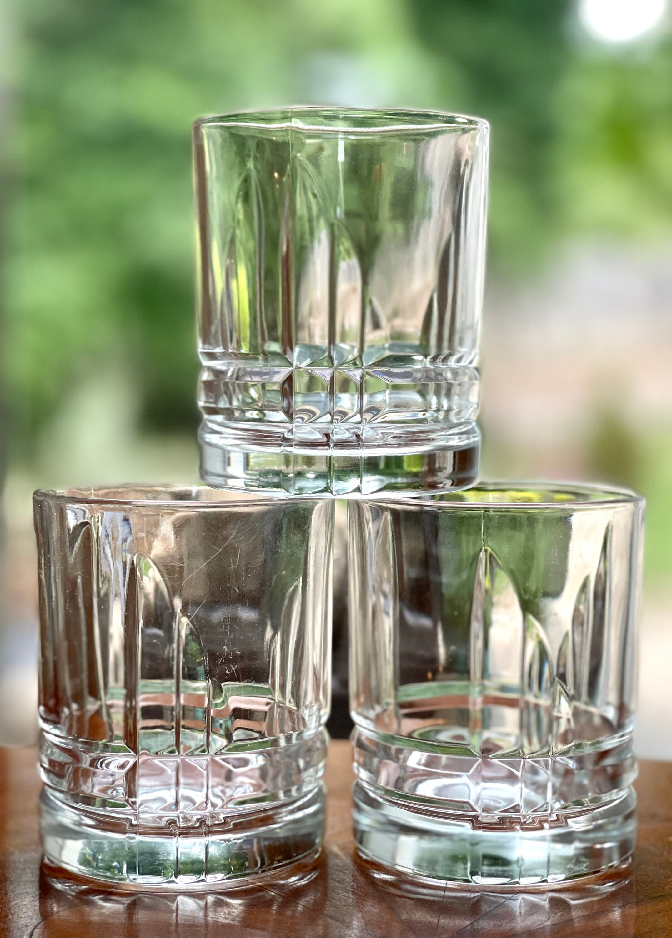 Set/3 Cristal D’Arques-Durand Arizona Parallels double old fashioned  glasses/whiskey glasses/rocks glass groomsmen's gift housewarming gift
