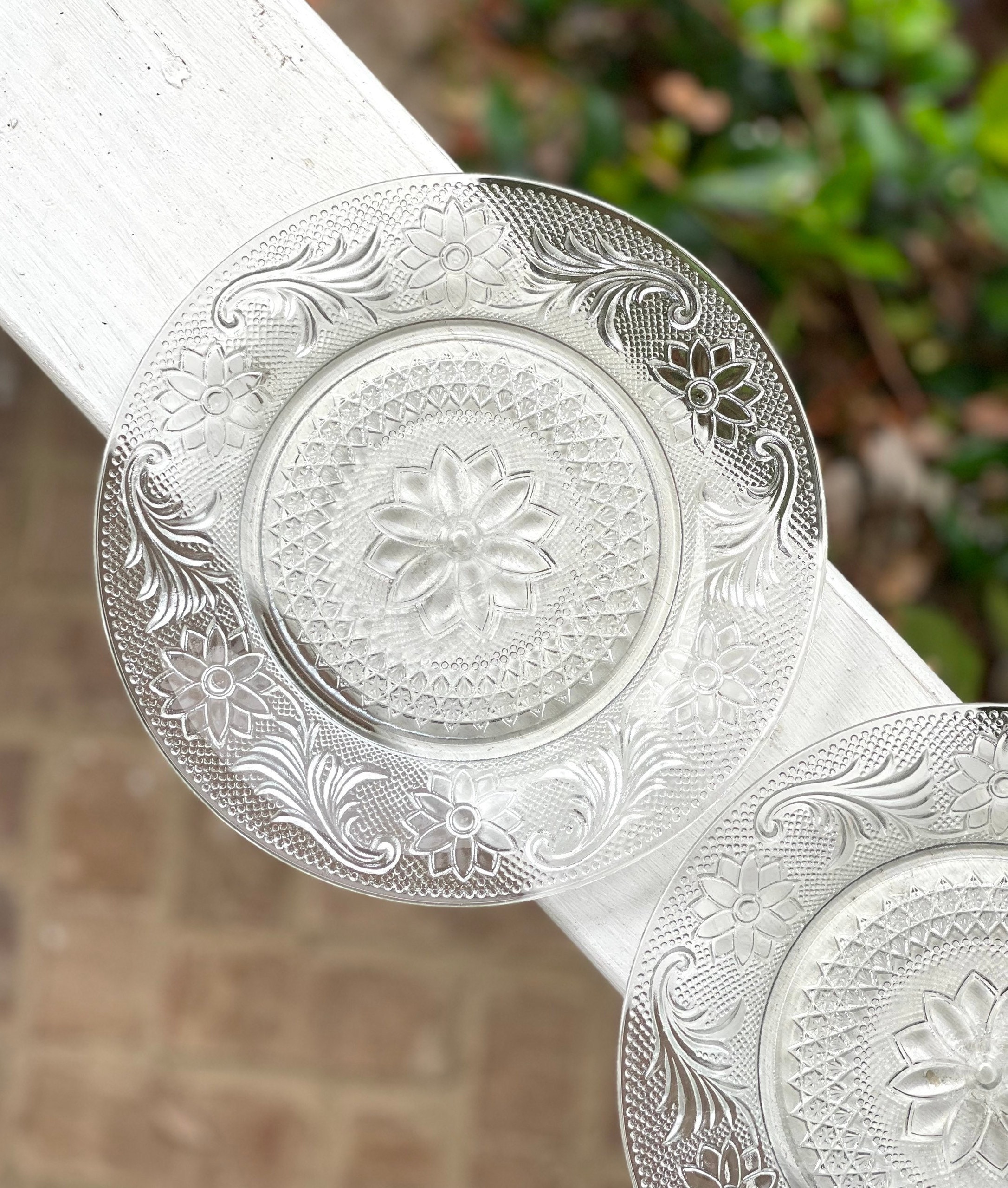 Vintage Indiana Glass Sandwich Clear Luncheon Plates/clear Salad Plates