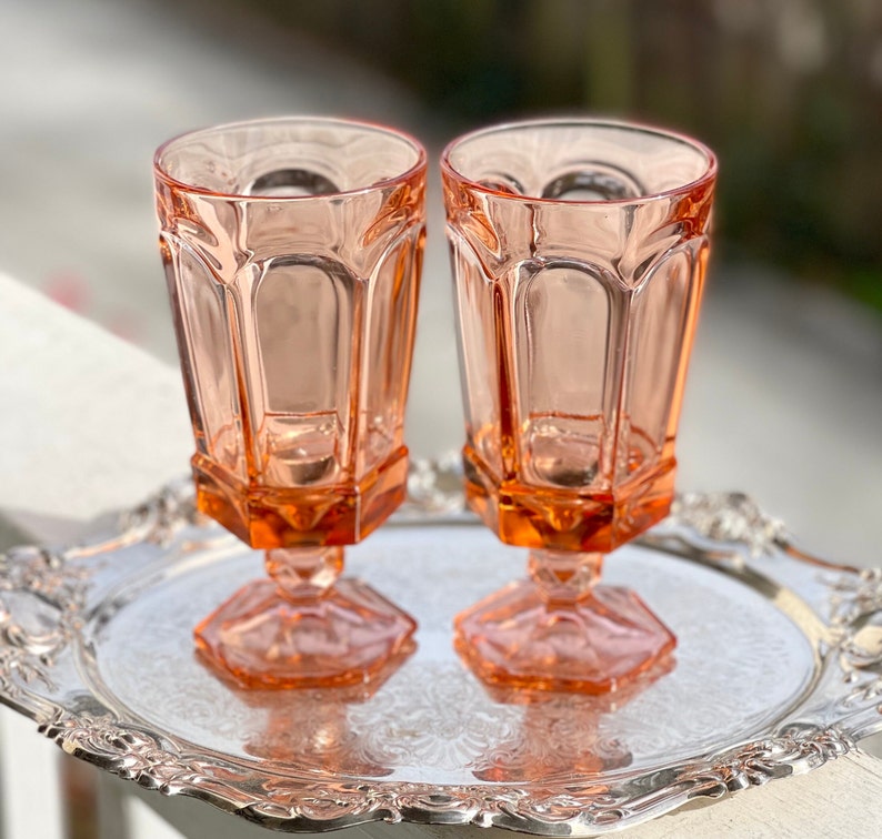 Fostoria Virginia Pink Iced Tea Glasses/pink Footed Iced Teas/pink Iced