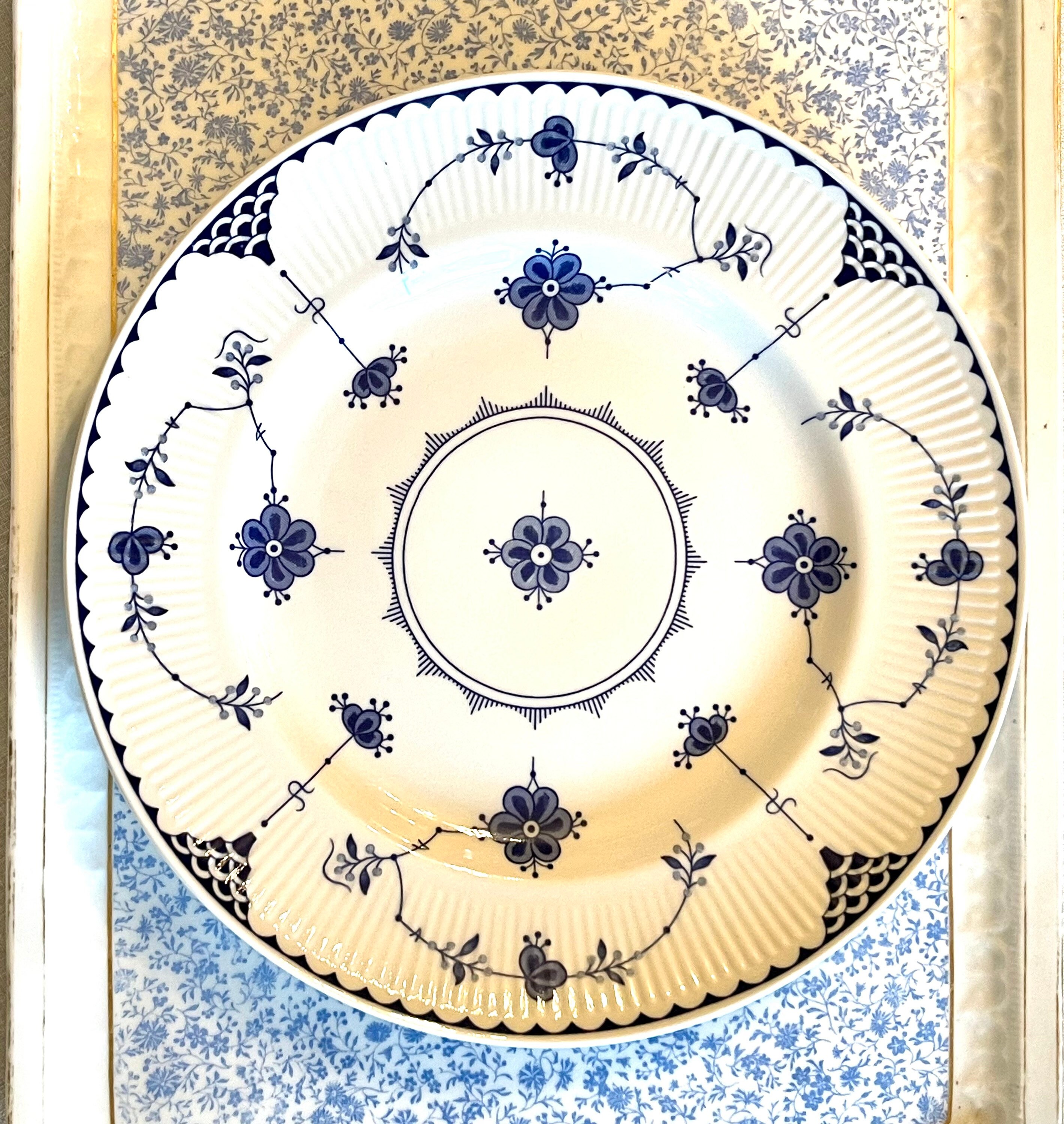 Vintage Johnson Bros Blue Denmark Dinner Plate Farmhouse Chic