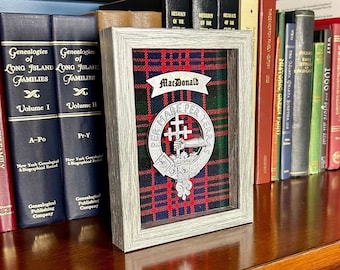 MacDonald / McDonald Framed Scottish Clan Tartan Badge Crest