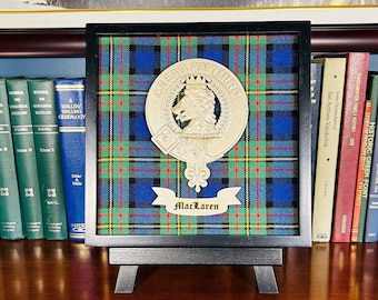 MacLaren / McLaren / McLauren Framed Scottish Clan Tartan Badge Crest